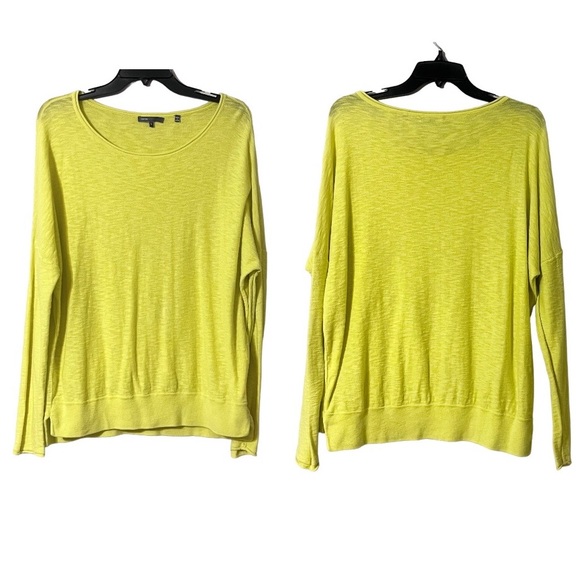 Vince Vibrant Yellow Lightweight Sweater Split Hem Size Large - Picture 1 of 8